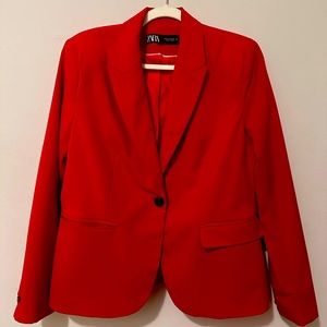 Sold “Vibrant Red ZARA Blazer size 10- Like New Condition!”